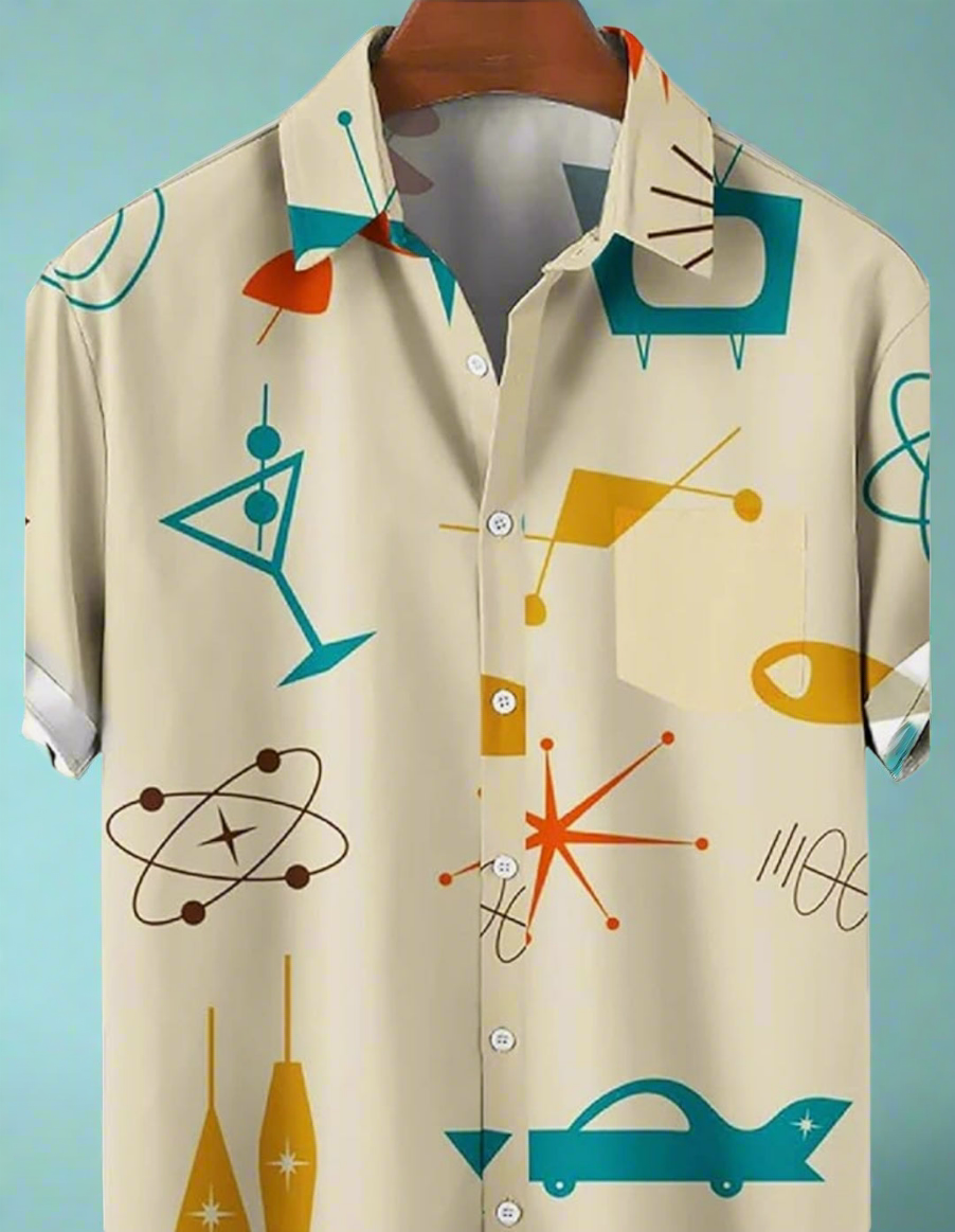 Midcentury Modern Jetson Print Button Up Shirt