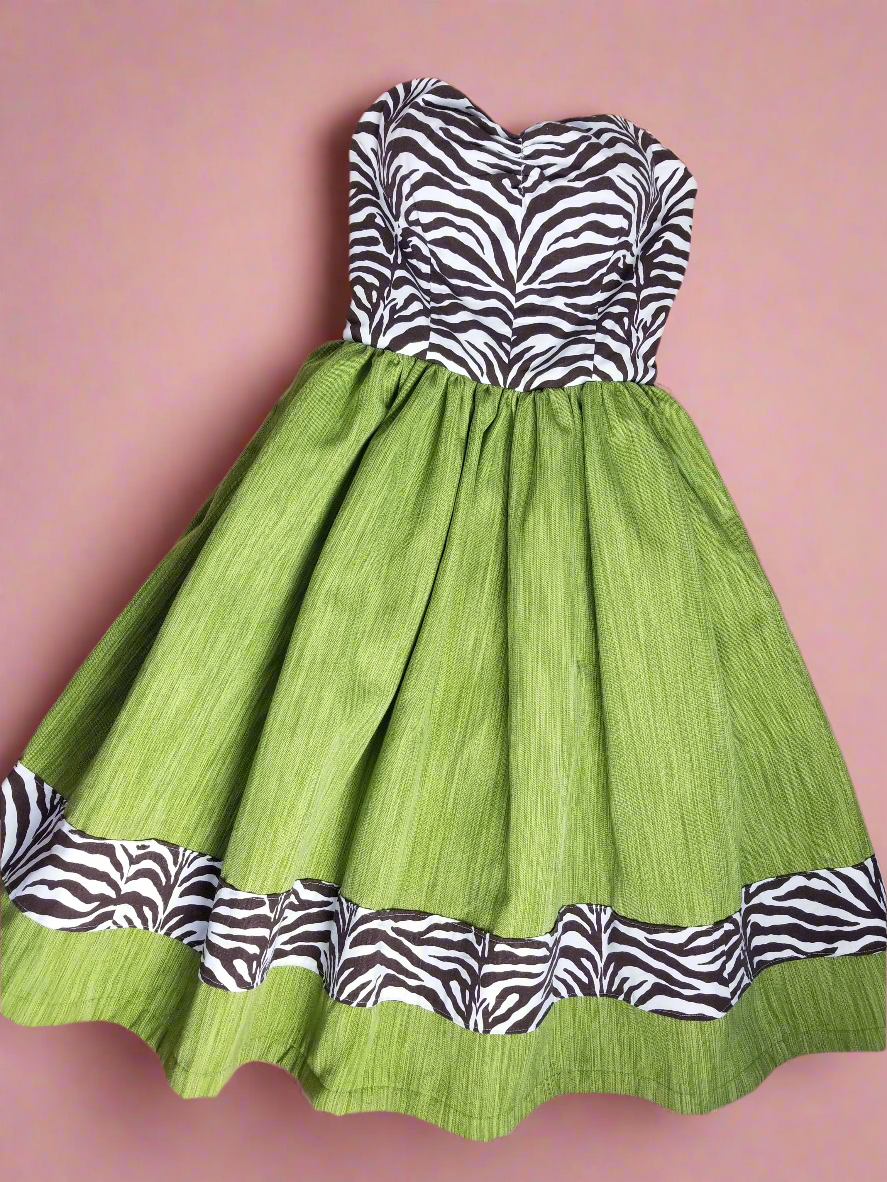 Chartruese Zebra Retro Pinup Rockabilly Dress by Hollyville