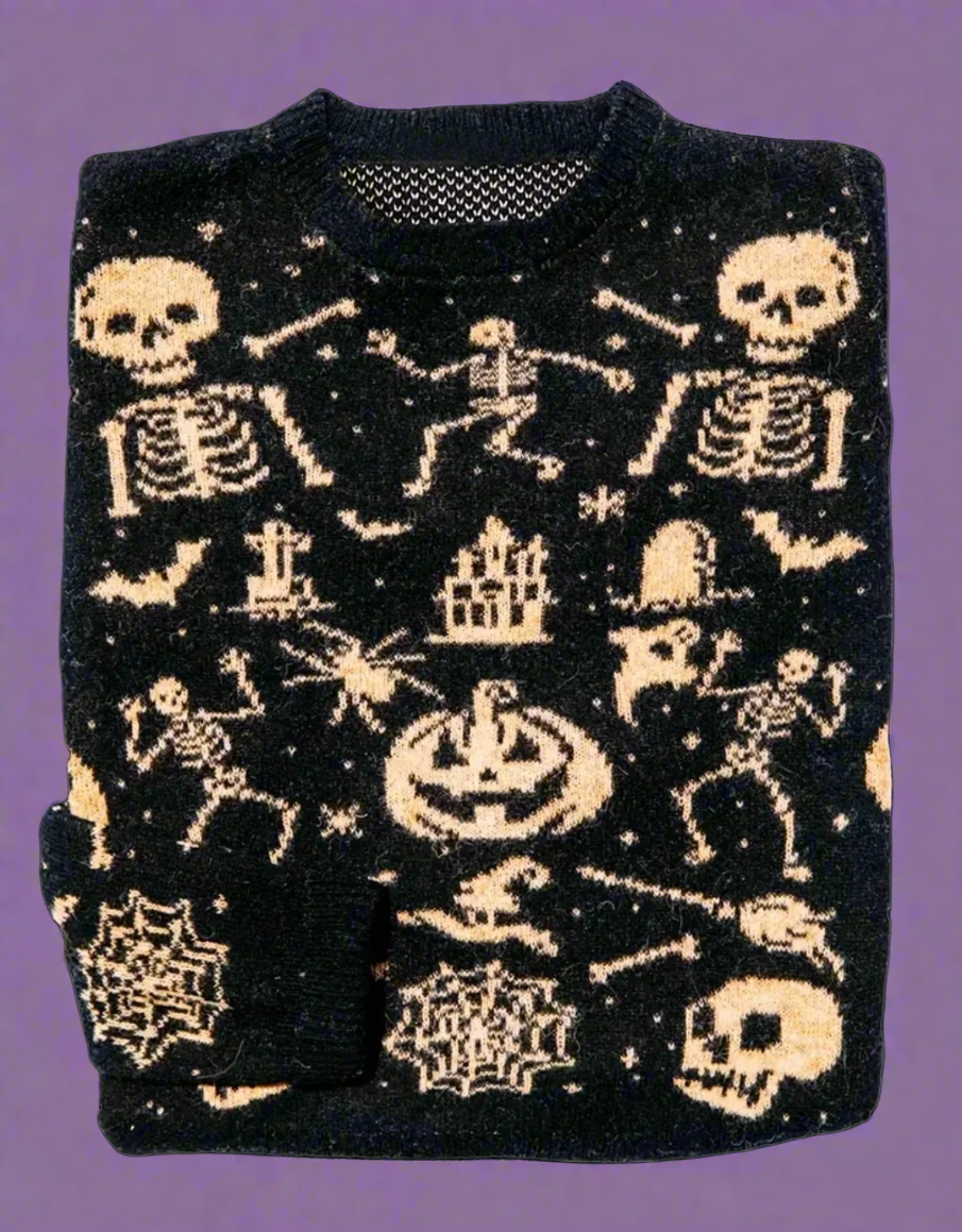 Halloween Skeleton Crew Neck Sweater