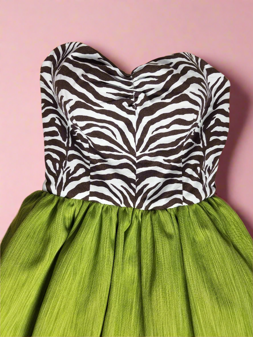 Chartruese Zebra Retro Pinup Rockabilly Dress by Hollyville