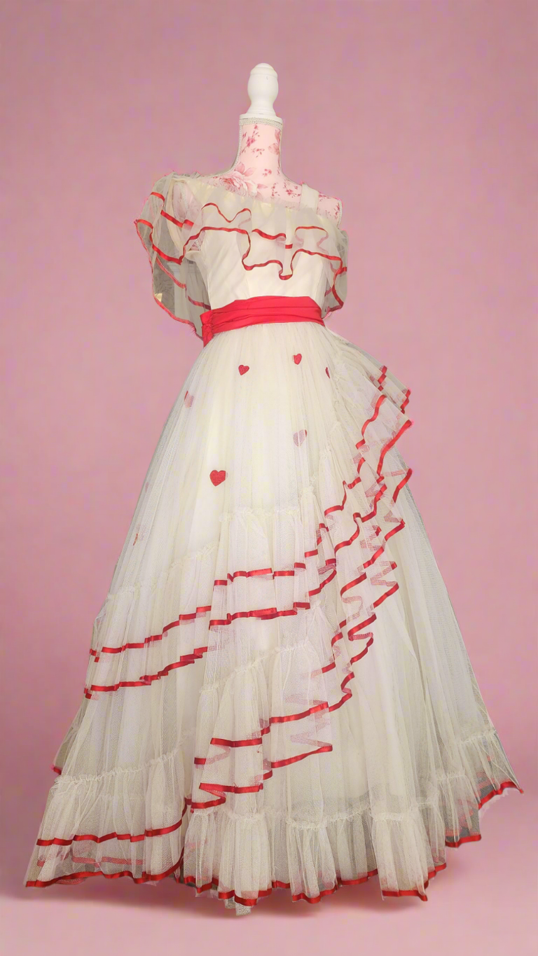 Vintage Heart Tulle Ruffle Dress