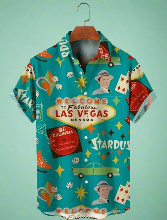 Retro Rockabilly Las Vegas Frank Sinatra button up shirt