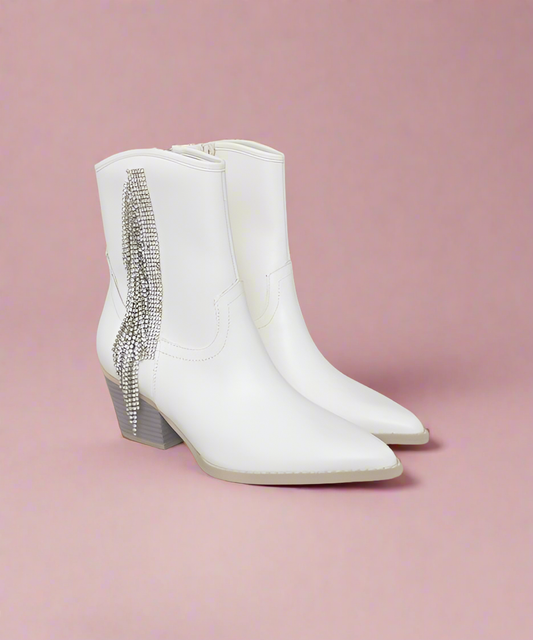 Rhinestone Fringe Boots by Oasis Society