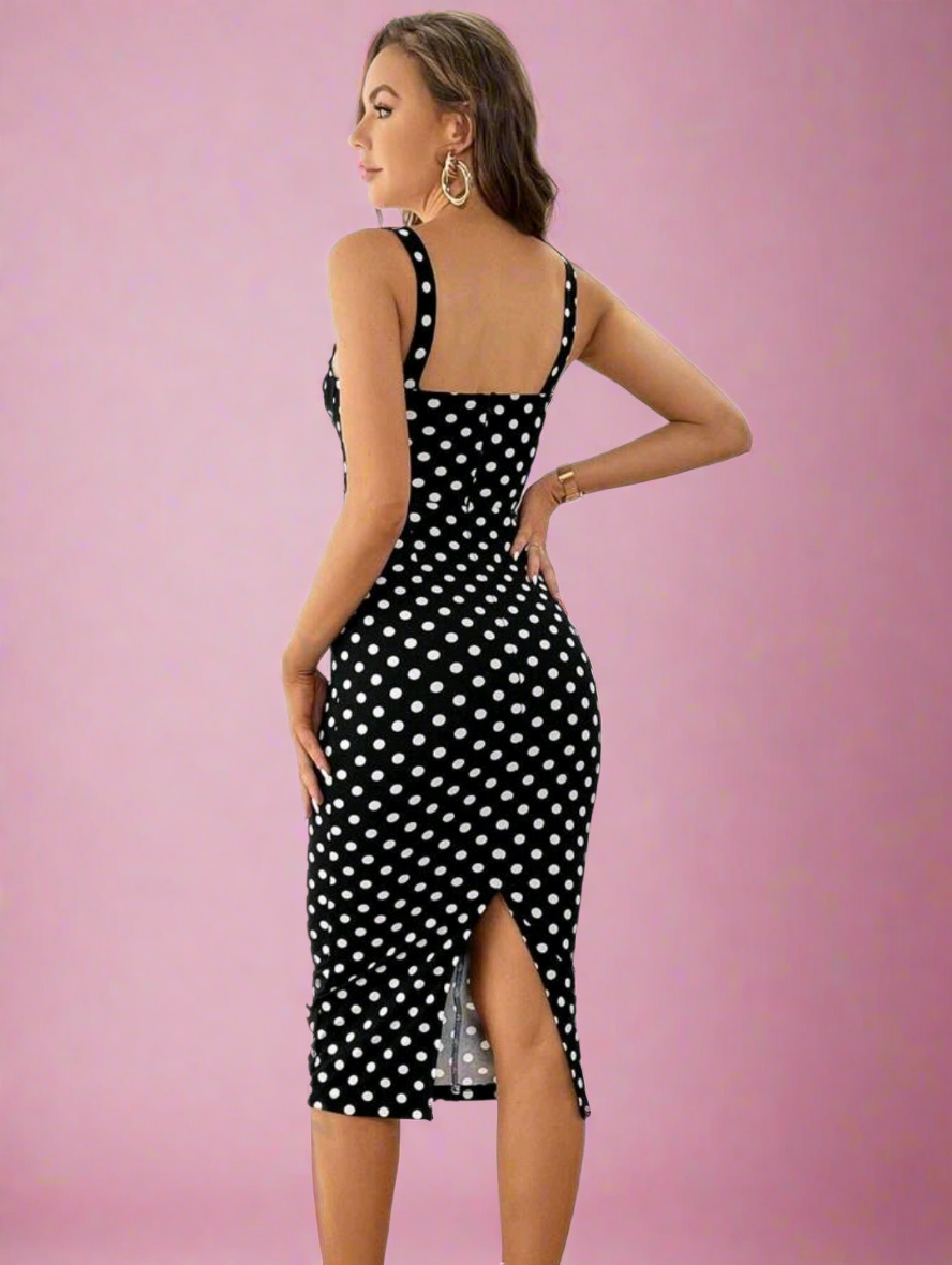 Polka Dot Cami Dress in Black and White