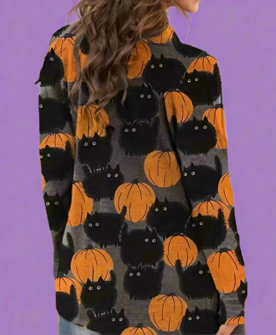 Halloween Pumpkin Cat Cardigan