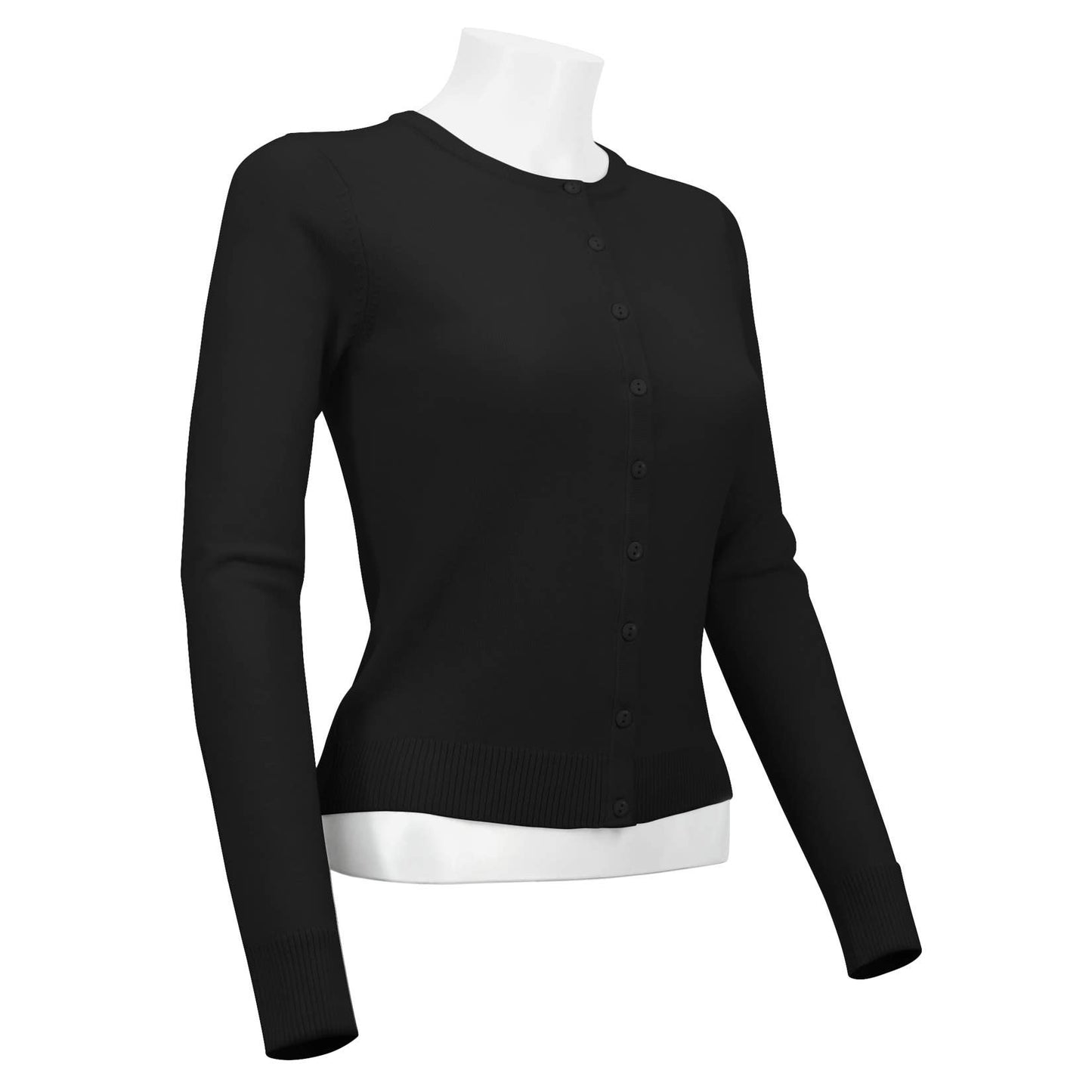Mak - Women's Long Sleeve Crewneck Knit Cardigan Sweater MK0179: WHITE / L