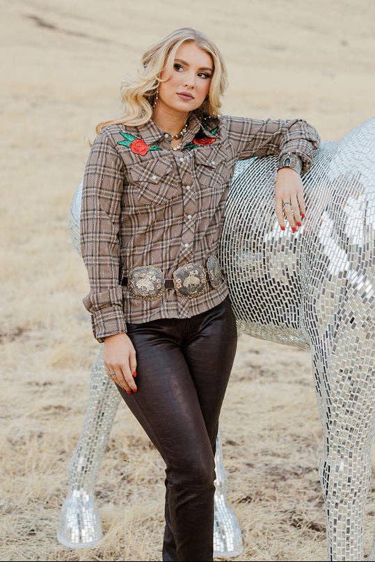 Rodeo Quincy - Rhinestone Rodeo Button Up: L