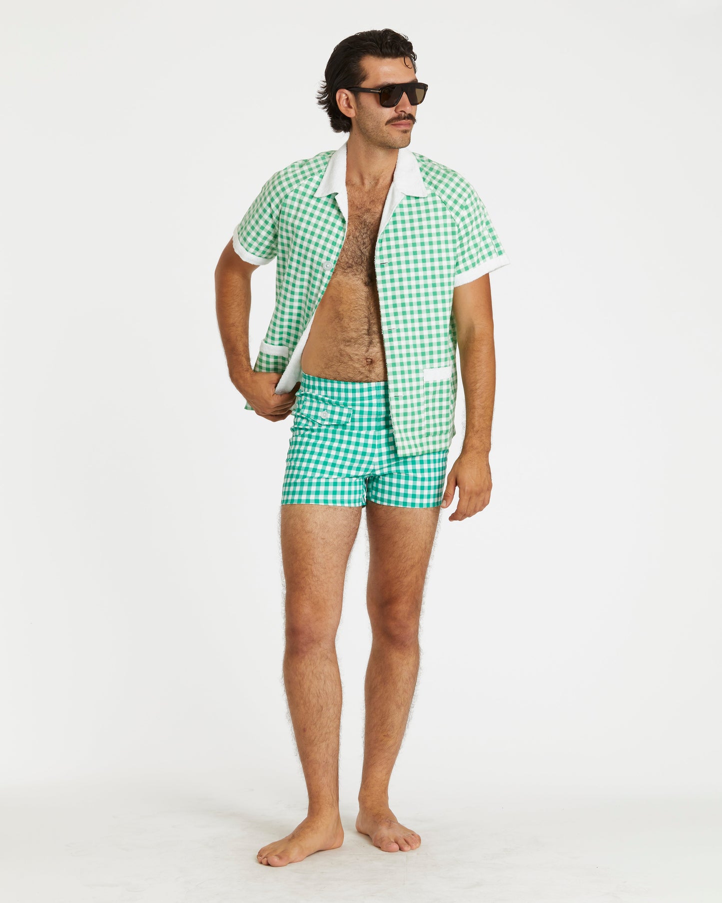 Gingham Cabana Shirt (Green)