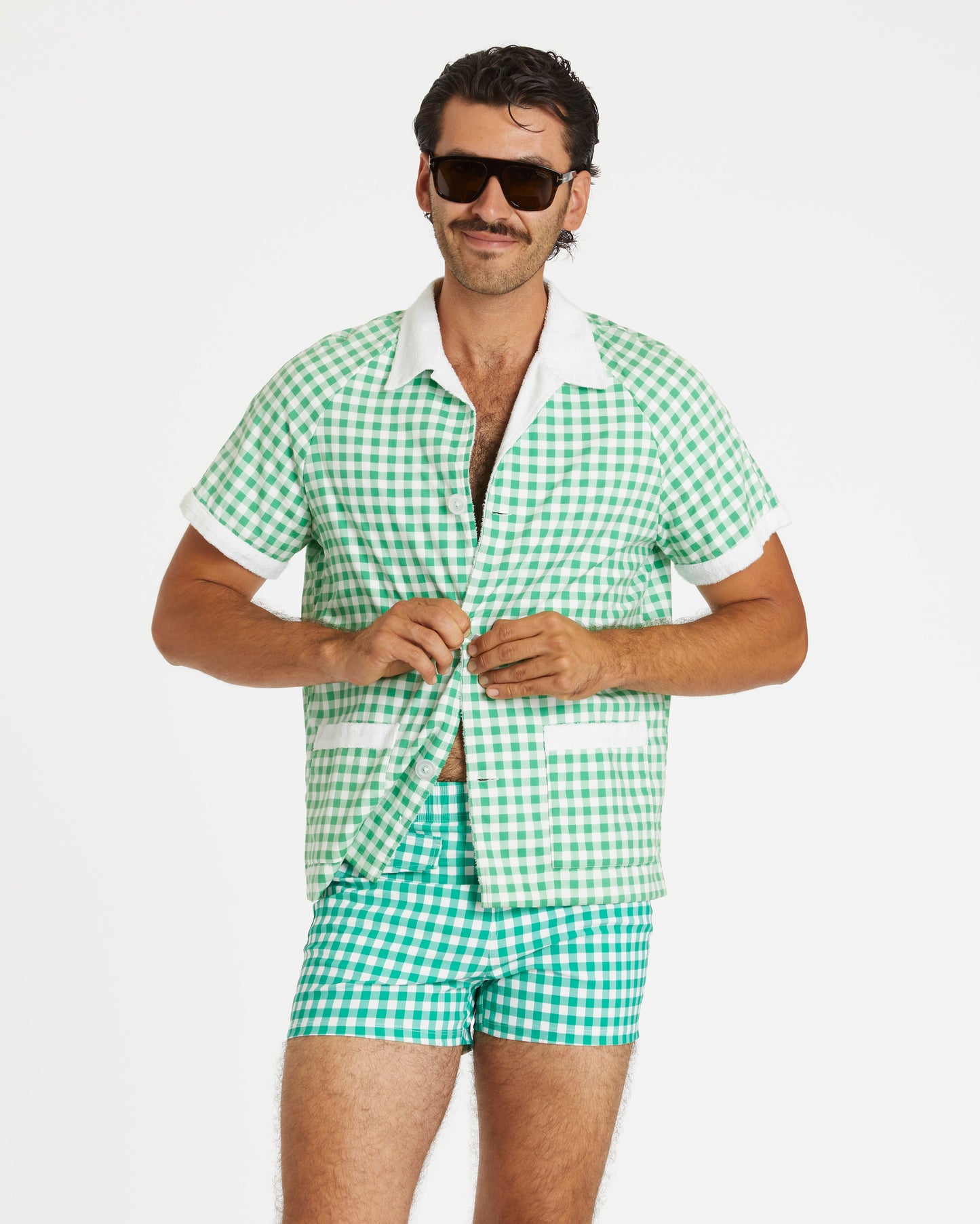 Gingham Cabana Shirt (Green)