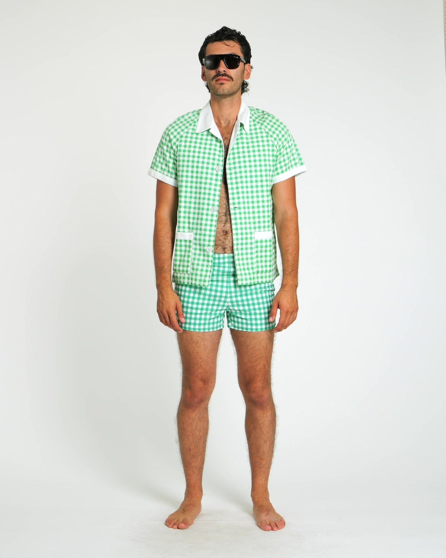Gingham Cabana Shirt (Green)