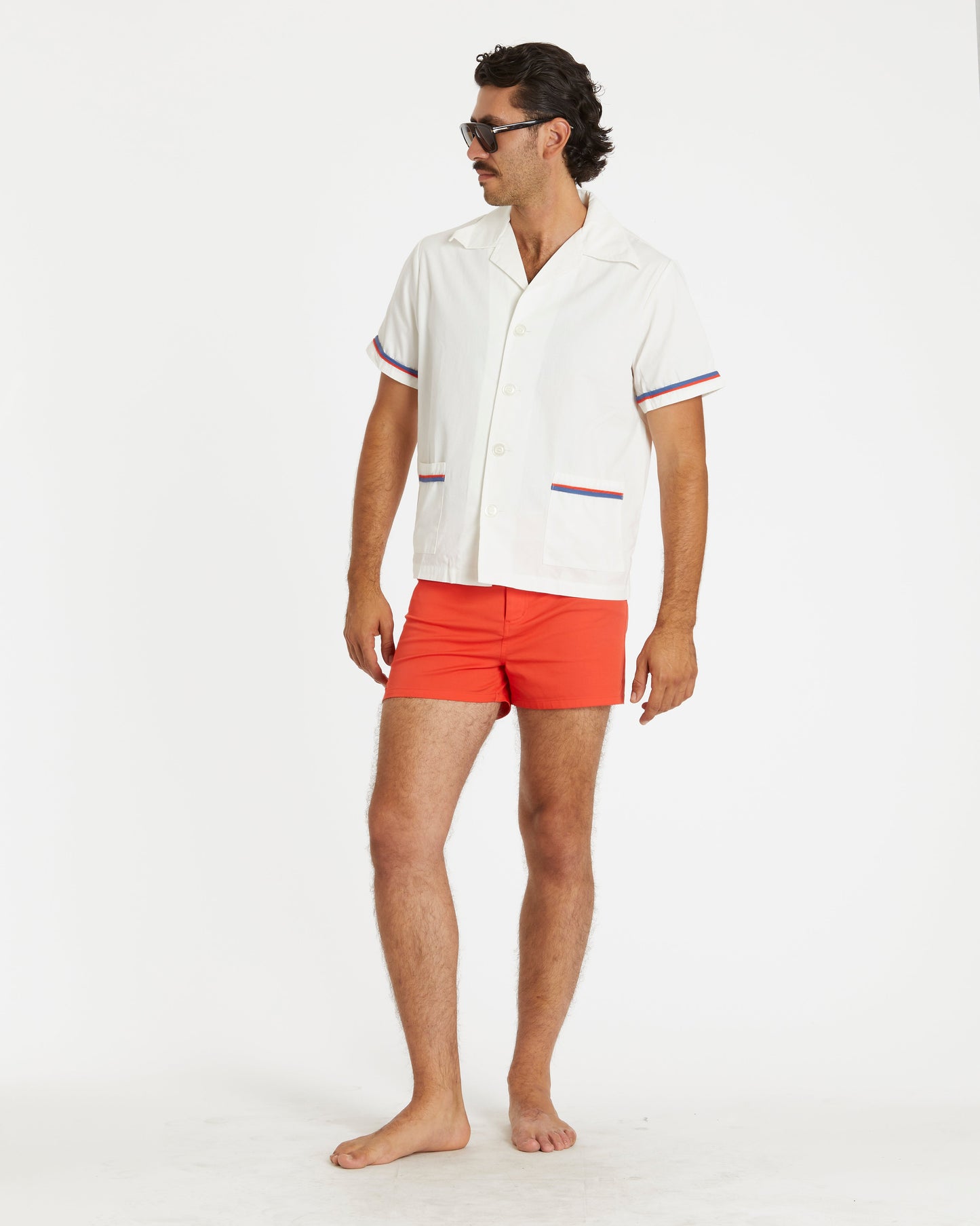 Summer Cabana Shirt (White/Navy/Red)