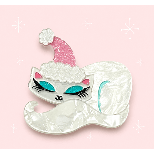 Christmas Cat Nap Brooch by Miss Fluff x Lipstick & Chrome