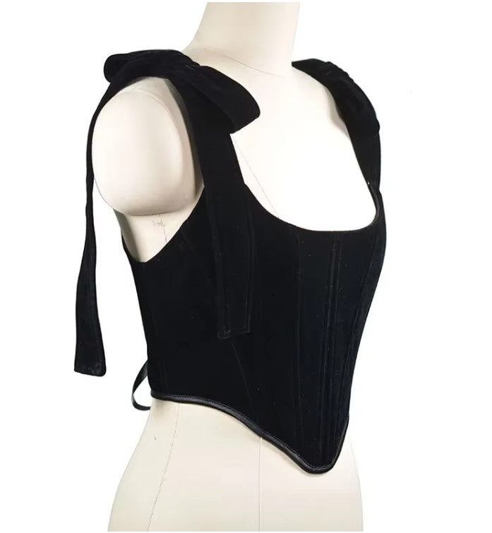 The Velveteen Corset Top - Deep Velvet Bodice Cinching Corset