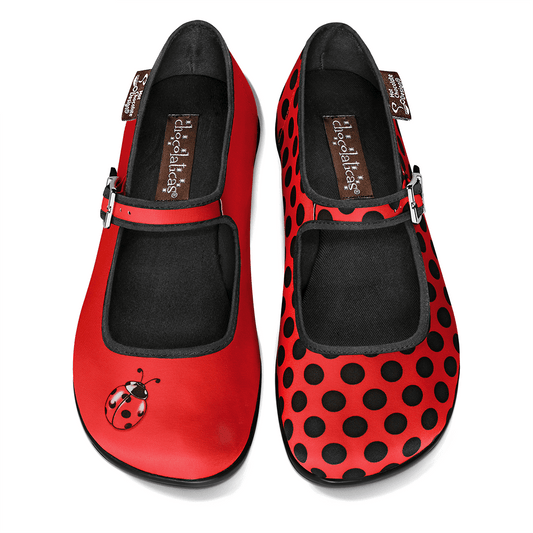 Retro Pinup Ladybug Mary Jane Flat Shoes
