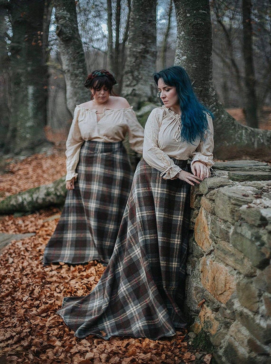 Tartan Oulander Historical Scottish Skirt in Brown and Grey