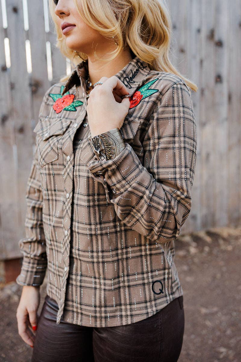 Rodeo Quincy - Rhinestone Rodeo Button Up: M