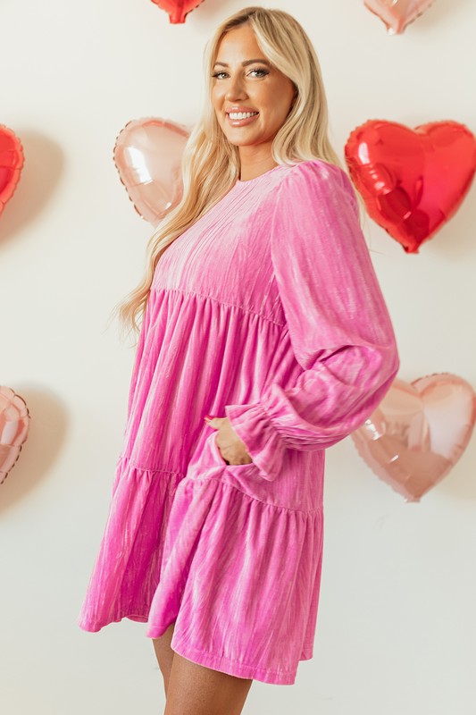 Women's Pink Velvet Valentine's Dress