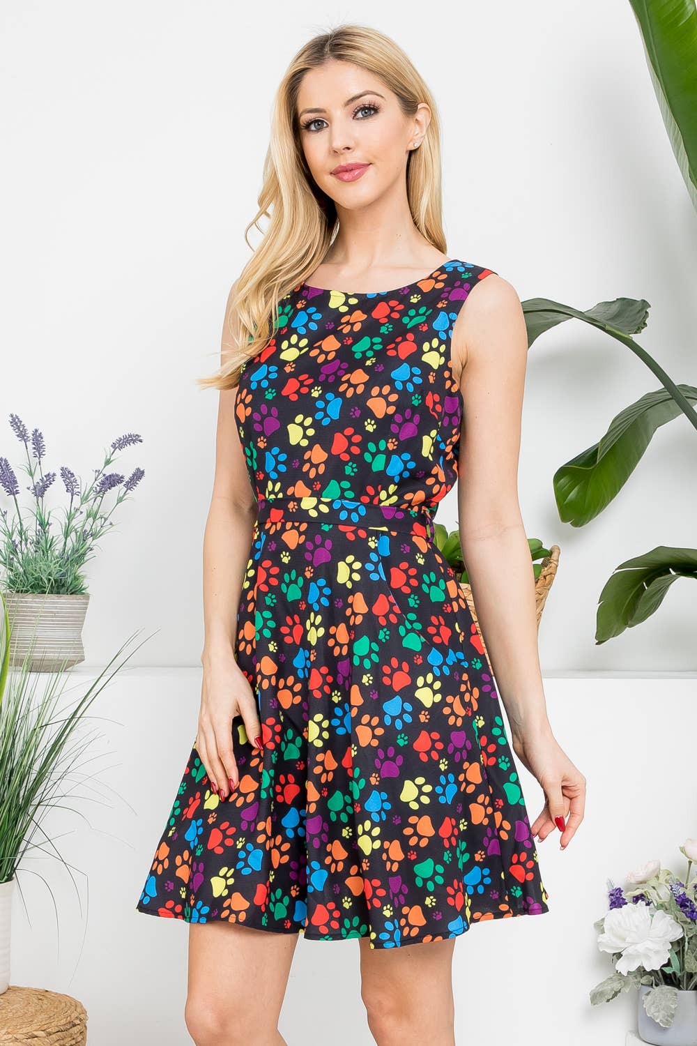 LA Soul - Colorful Paw Print Dress for Furry Lovers.: L