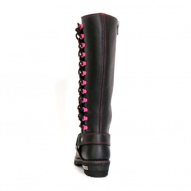 Hot Leathers - Hot Leathers BTL1006 Ladies 14-inch Black Knee-High Leather Boots with Side Zipper Entry: BLK/PNK / 7