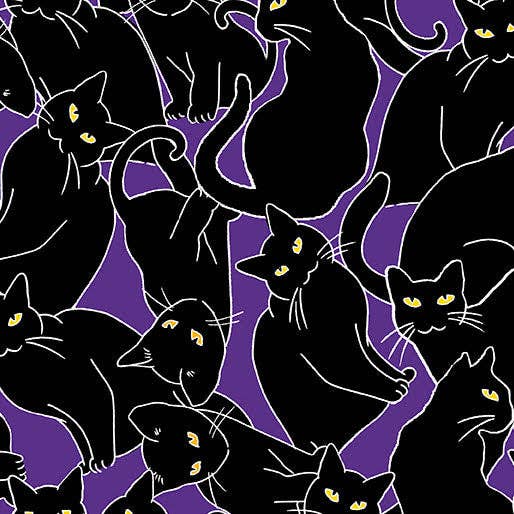 Retrolicious - Glow in the Dark Cats Collared Dress: M