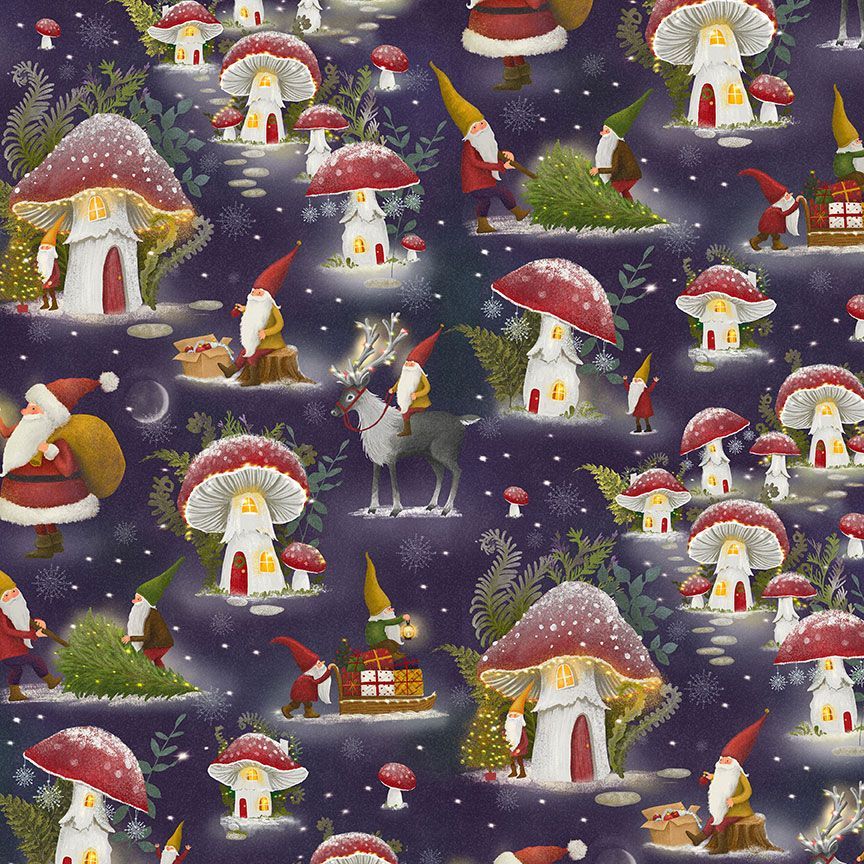 Gnome Holiday Mushroom Midi Dress