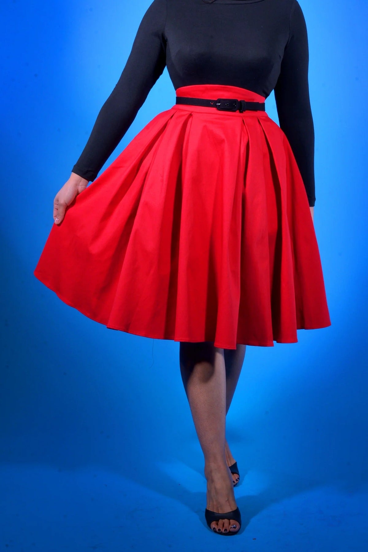 Long Jun Skirt in Red Twill