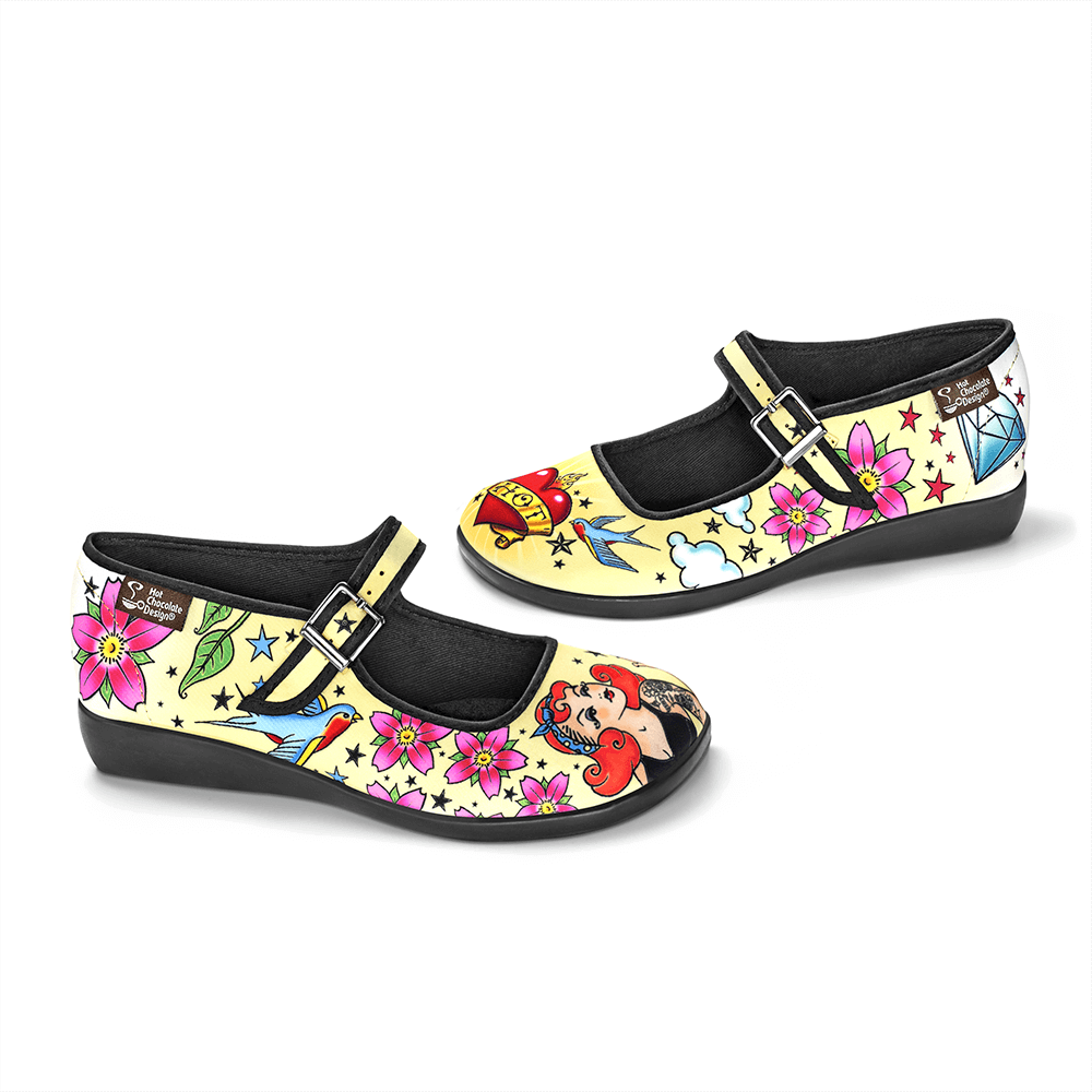 Chocolaticas® Tattoo Women's Mary Jane Flat Shoes