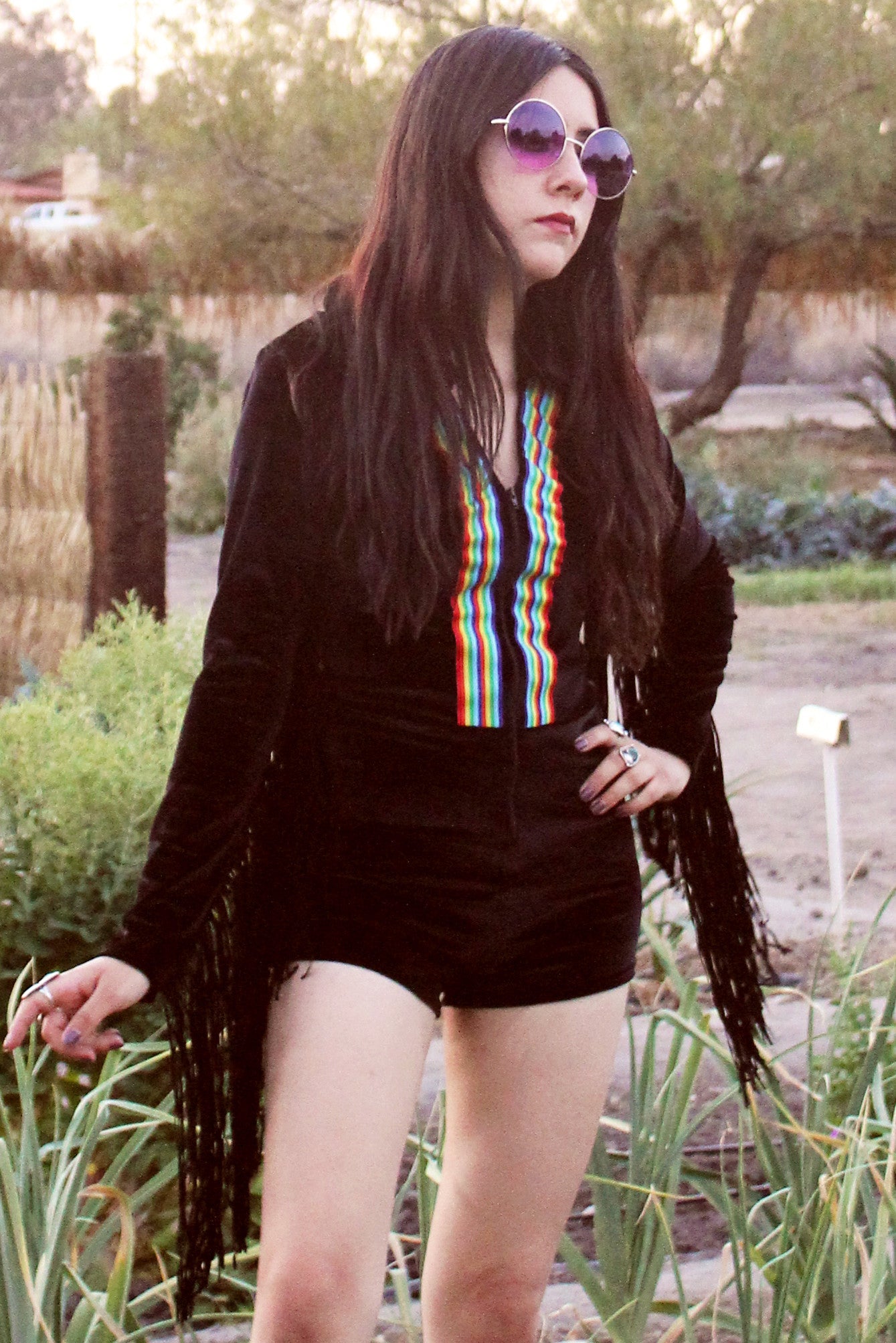Rainbow Chaser Romper in Black