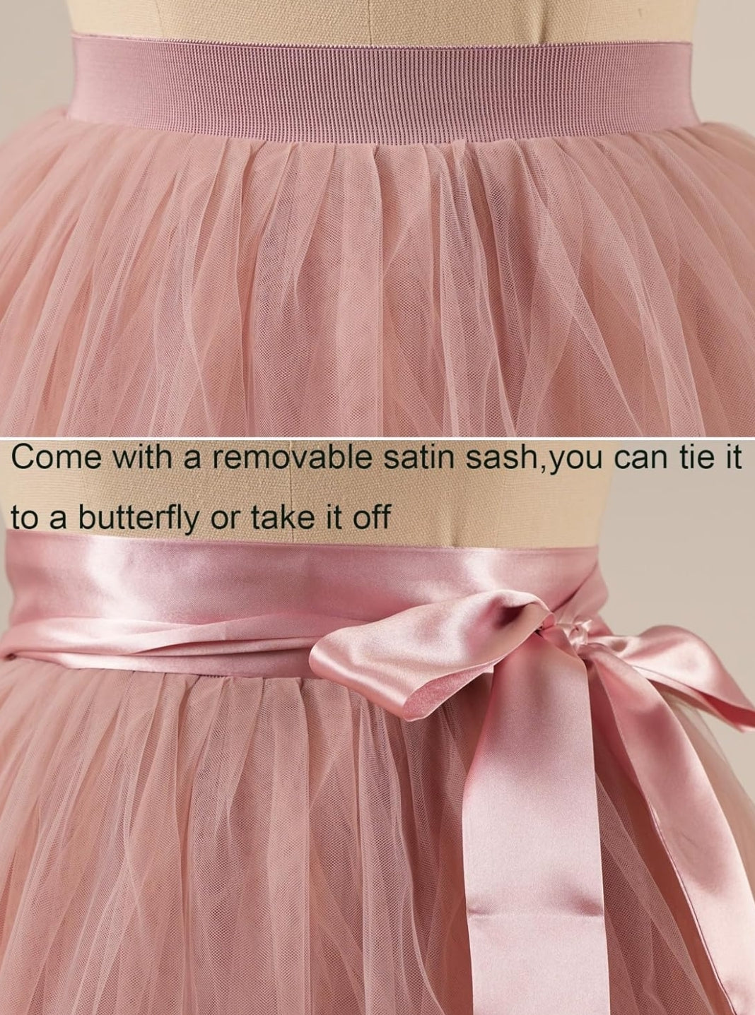 Dusty Rose Long Tulle Skirt