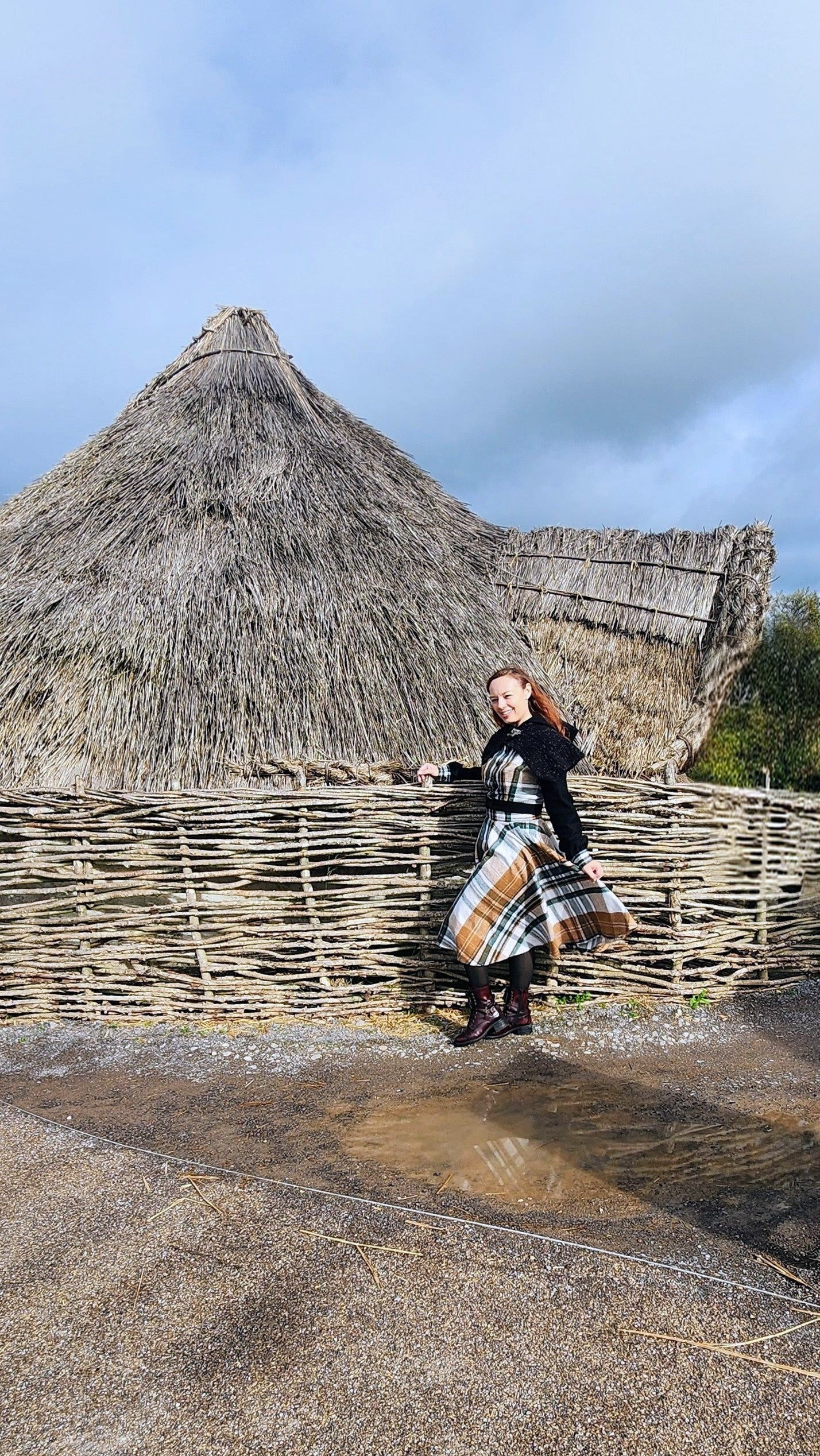 The Hardwick Plaid Flannel Circle Skirt & Wool-Sleeve Jacket Set by Hollyville