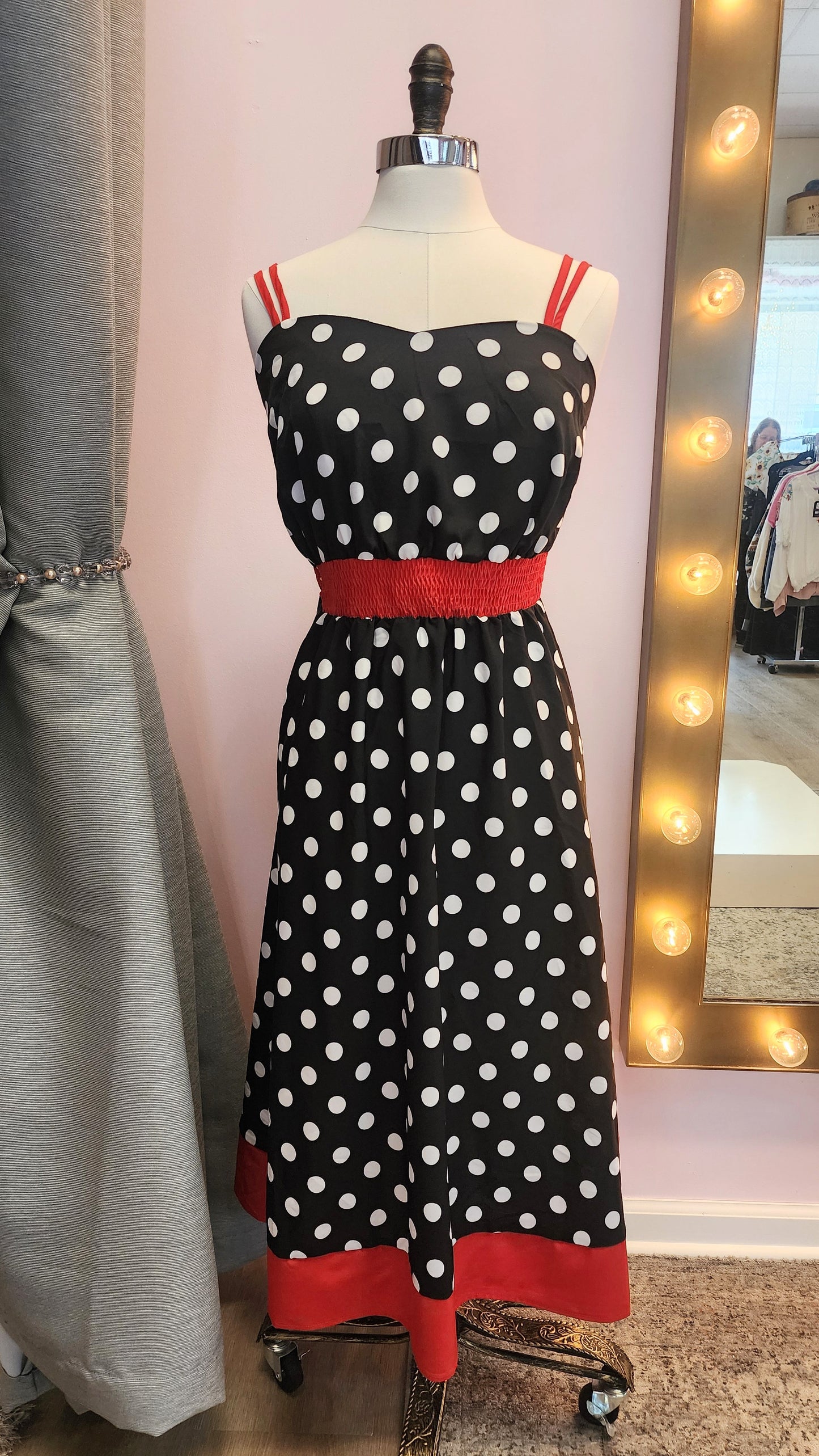 Black and White Polkadot Print Dress