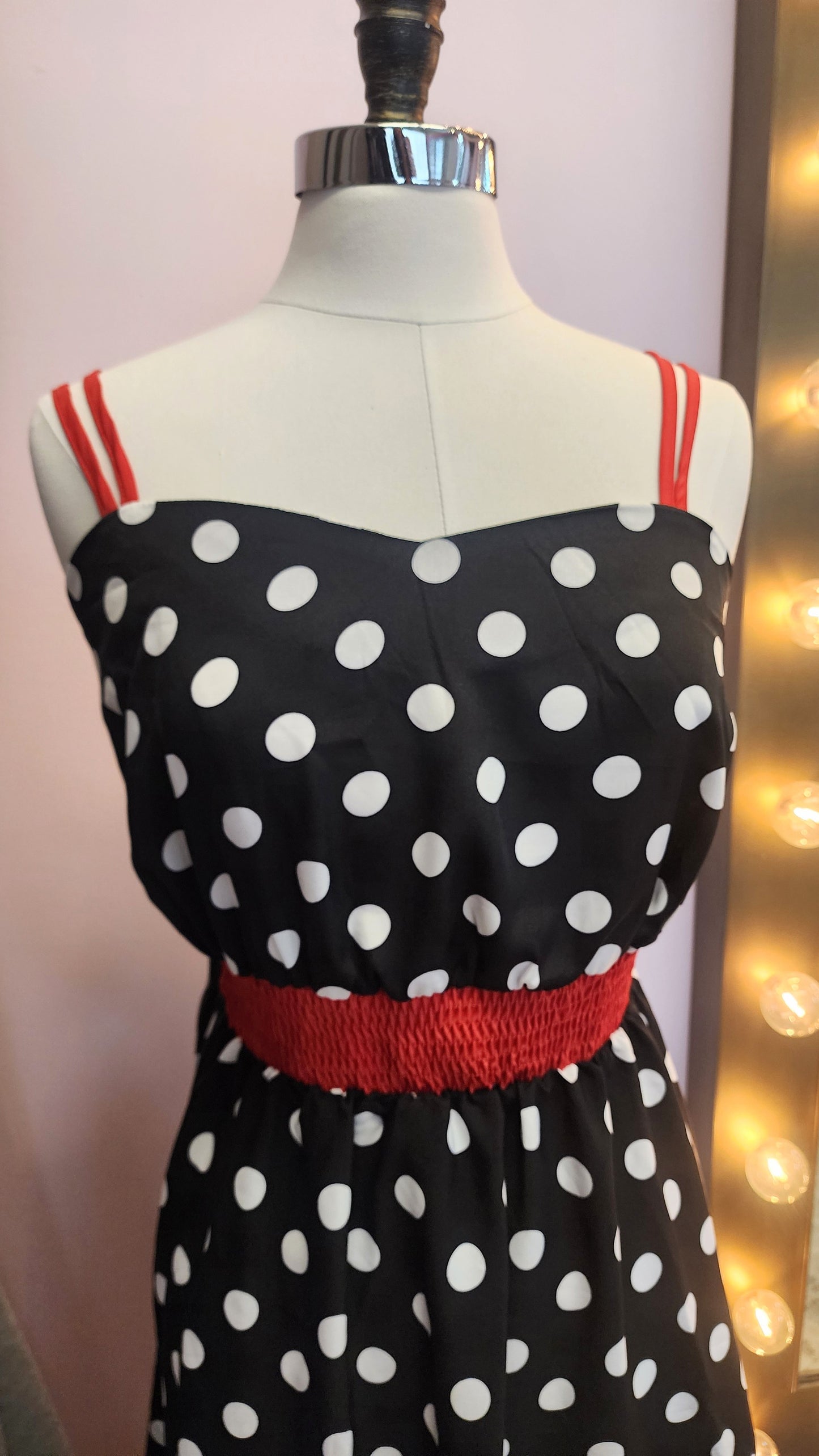 Black and White Polkadot Print Dress