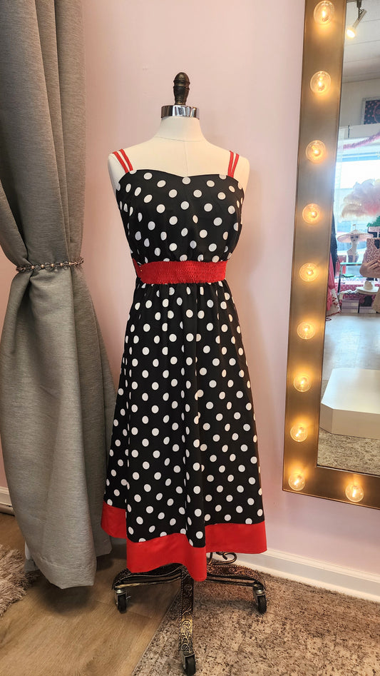 Black and White Polkadot Print Dress