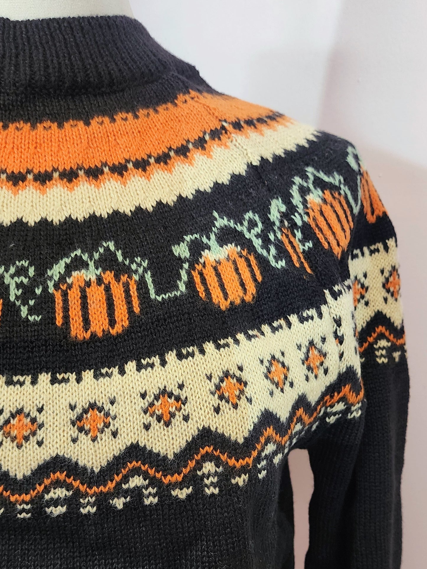 Pumpkin Pattern Knit Pullover Sweater