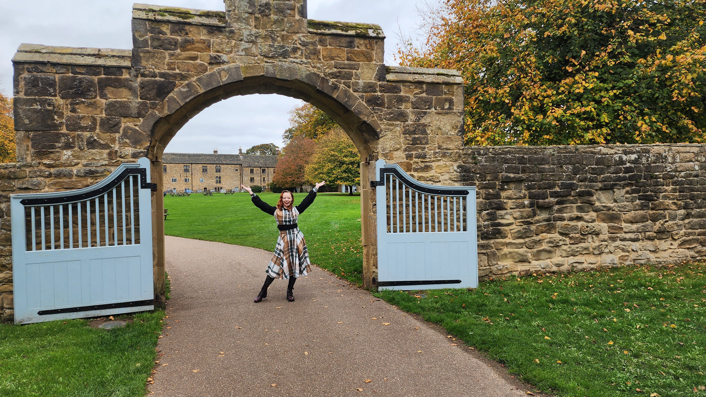 The Hardwick Plaid Flannel Circle Skirt & Wool-Sleeve Jacket Set by Hollyville
