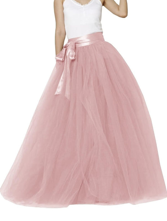 Dusty Rose Long Tulle Skirt