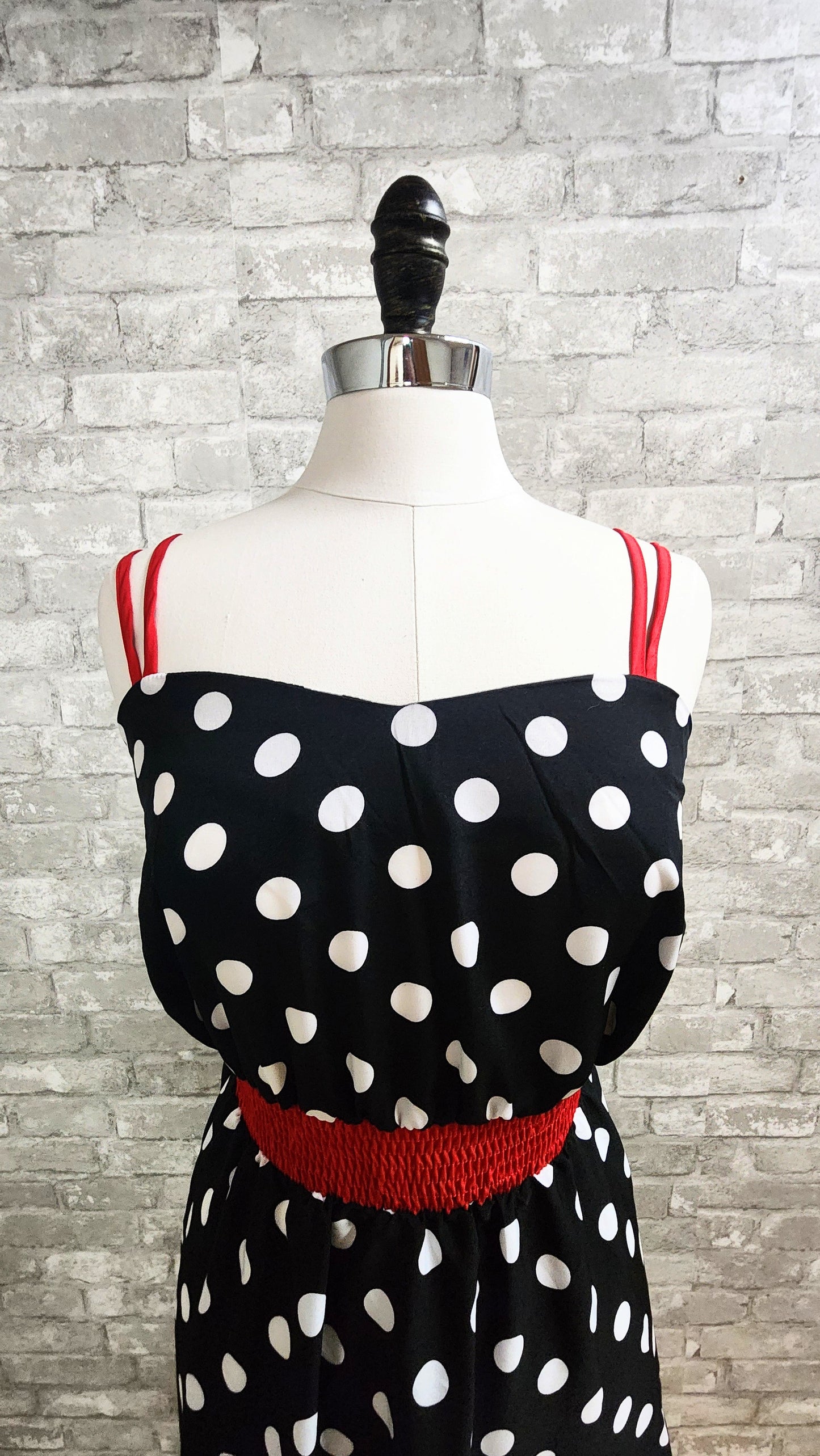 Black and White Polkadot Print Dress