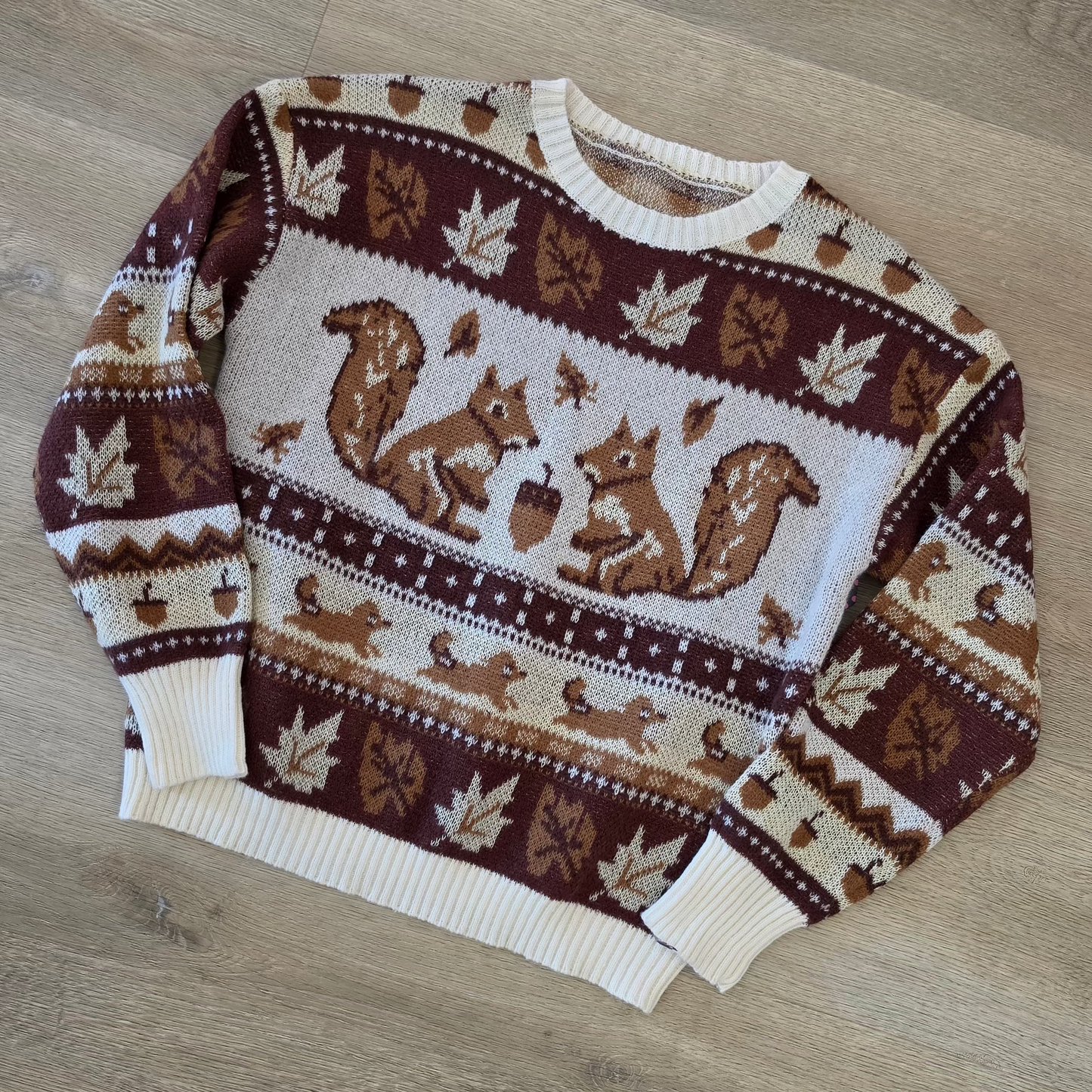 PREORDER GREEN Autumn Squirrel Sweater