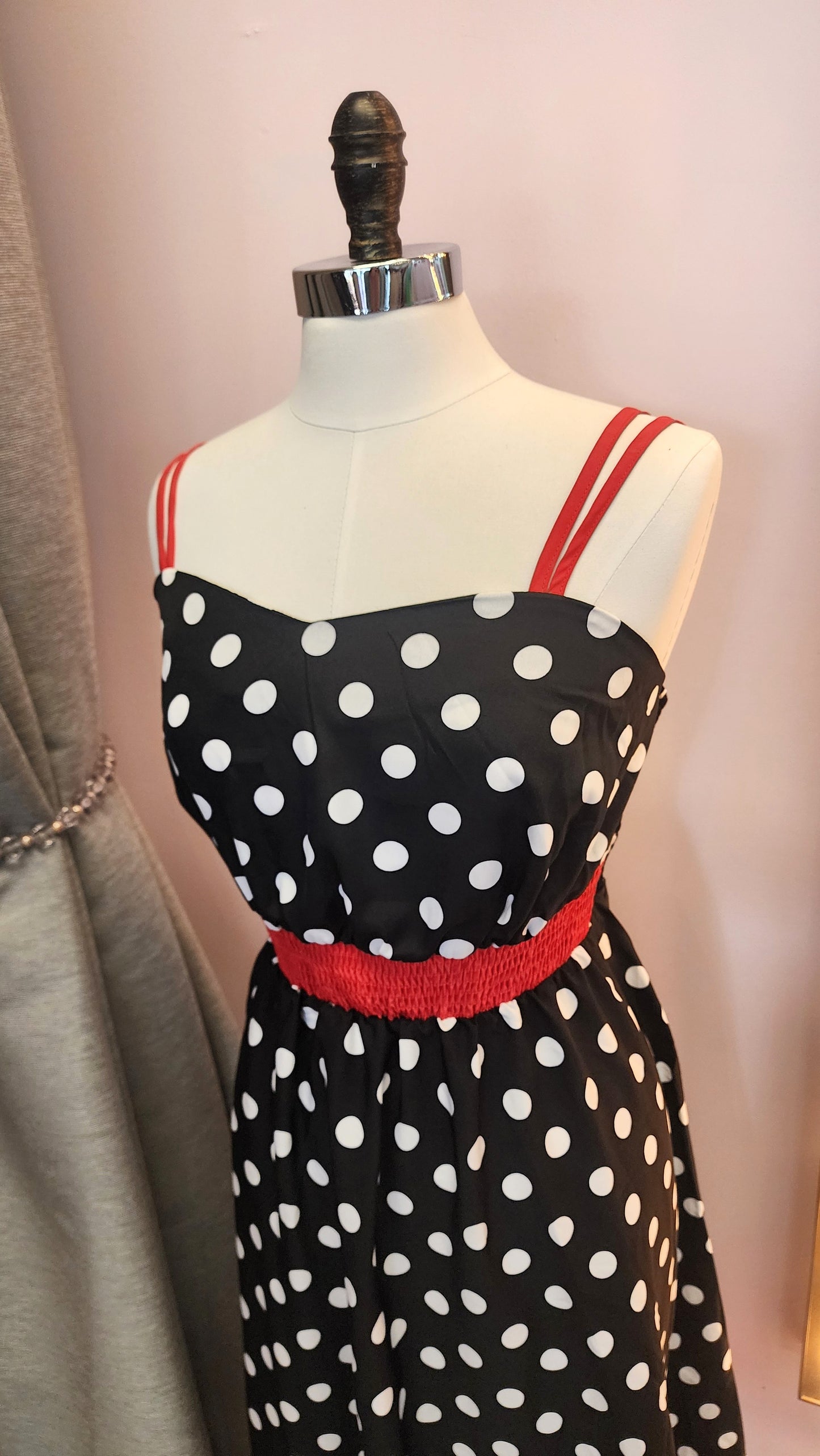 Black and White Polkadot Print Dress
