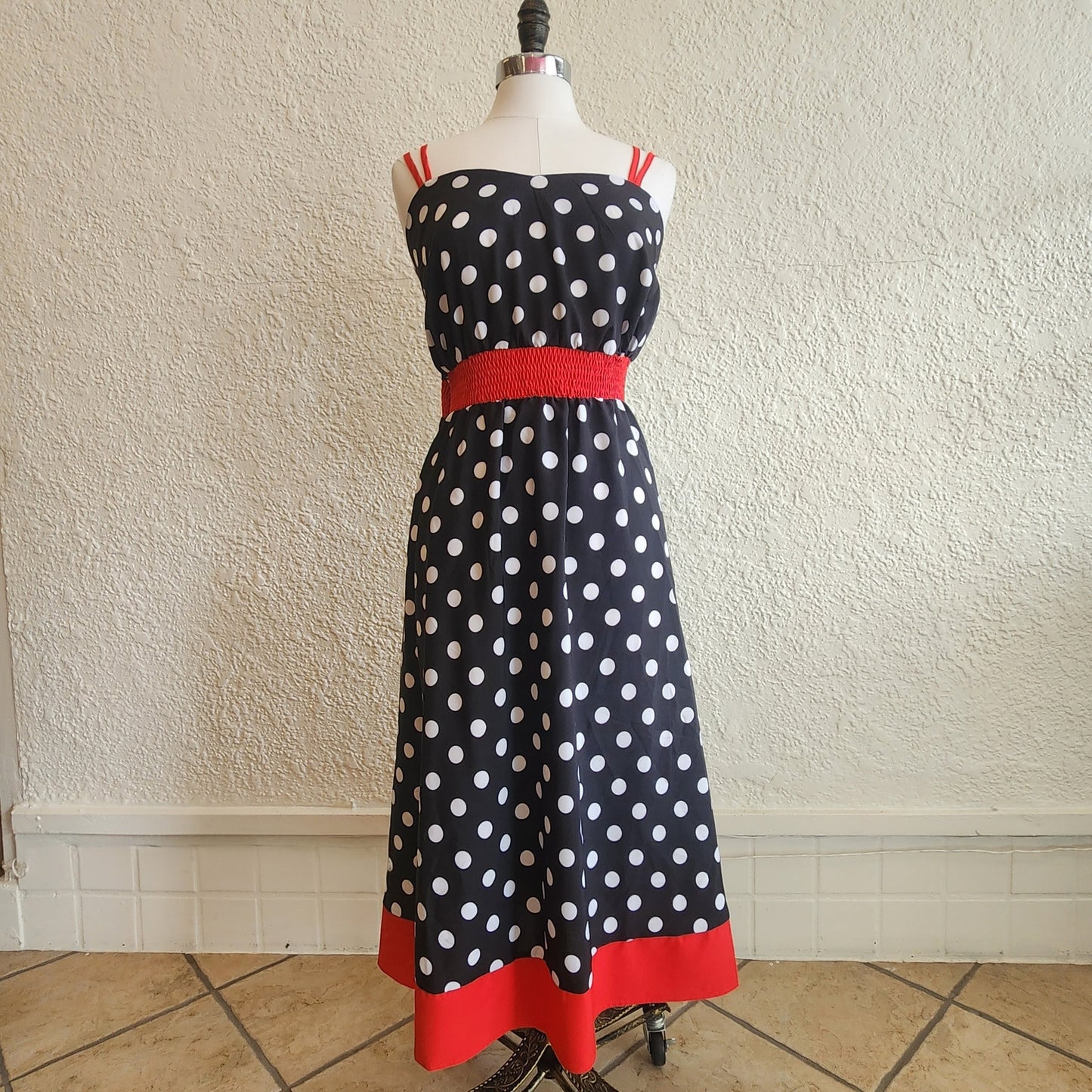 Black and White Polkadot Print Dress