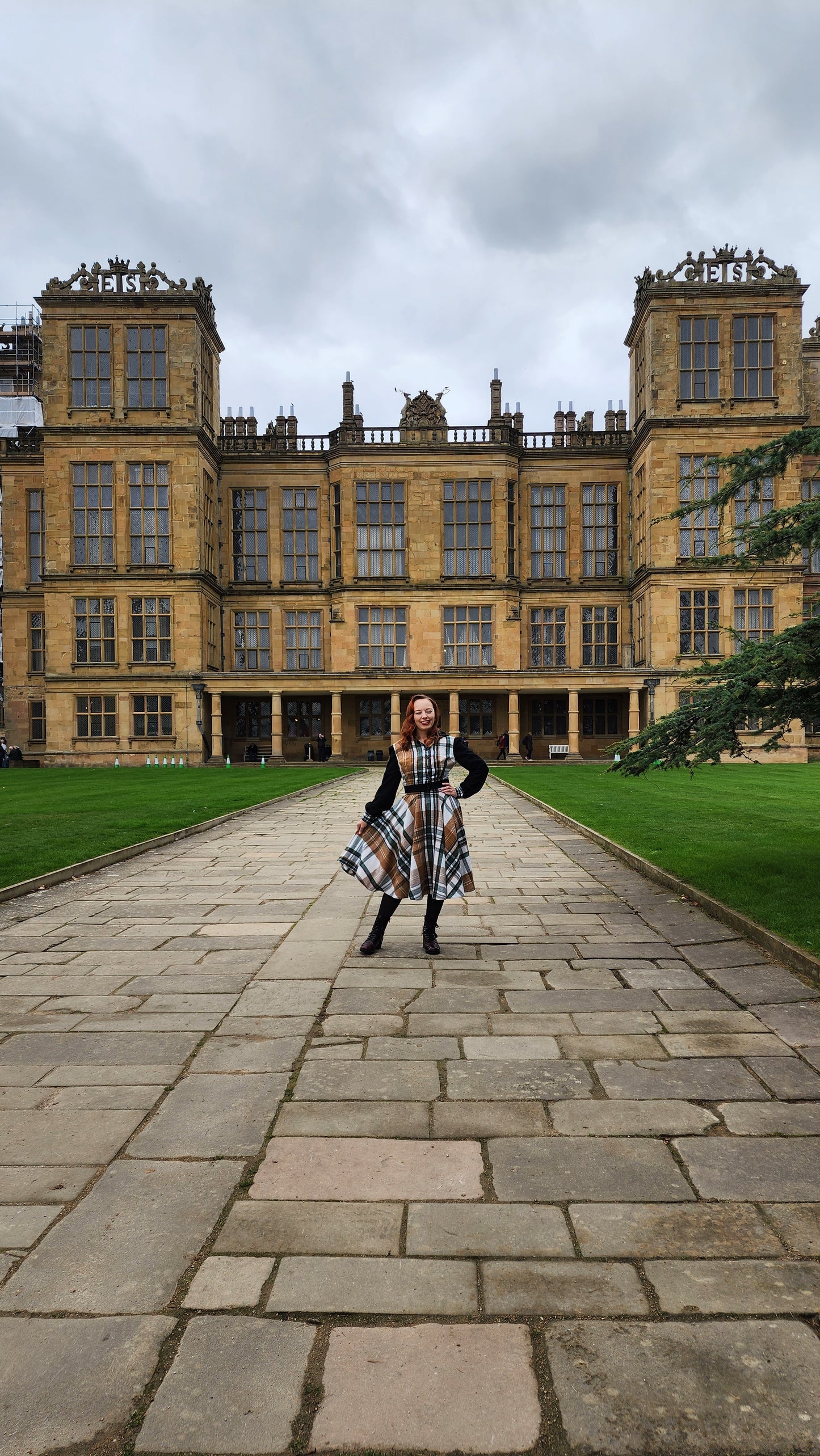 The Hardwick Plaid Flannel Circle Skirt & Wool-Sleeve Jacket Set by Hollyville