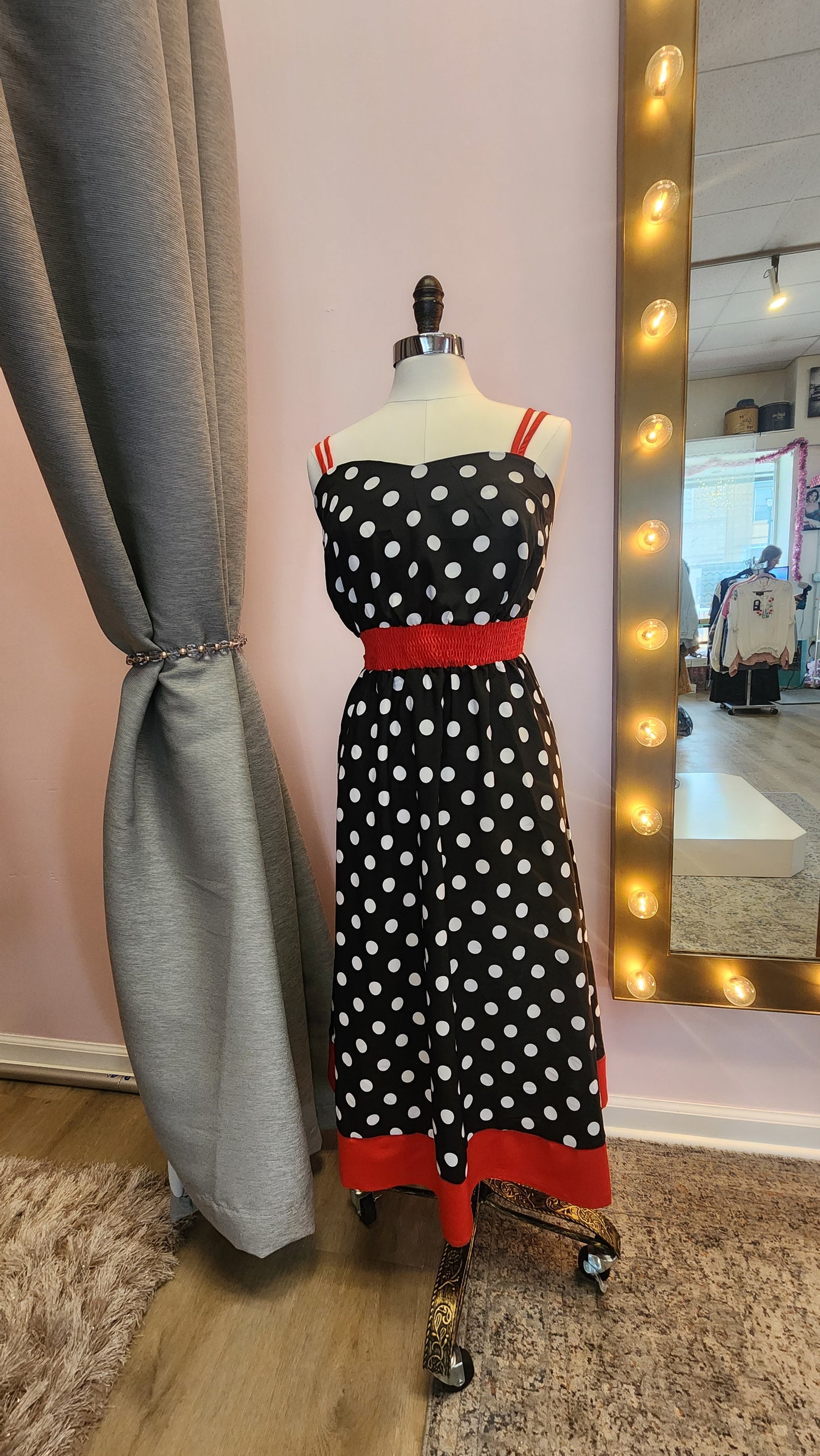 Black and White Polkadot Print Dress