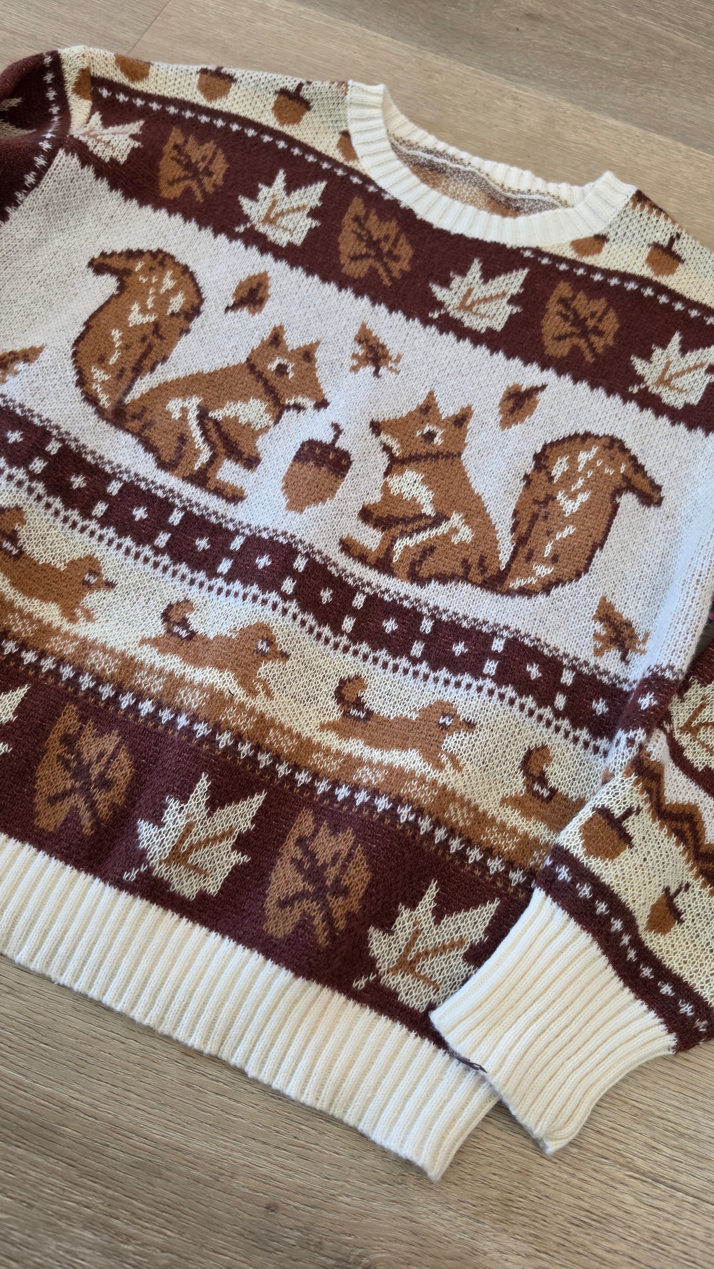 PREORDER GREEN Autumn Squirrel Sweater