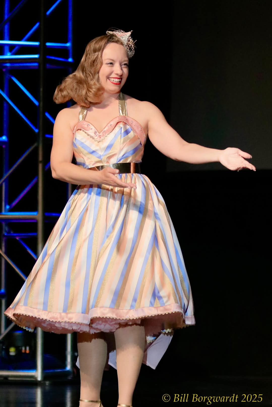 Carnival Carousel Pastel Striped 1950s Vintage Inspired Big Top Circus Retro Pinup Dress by Hollyville 