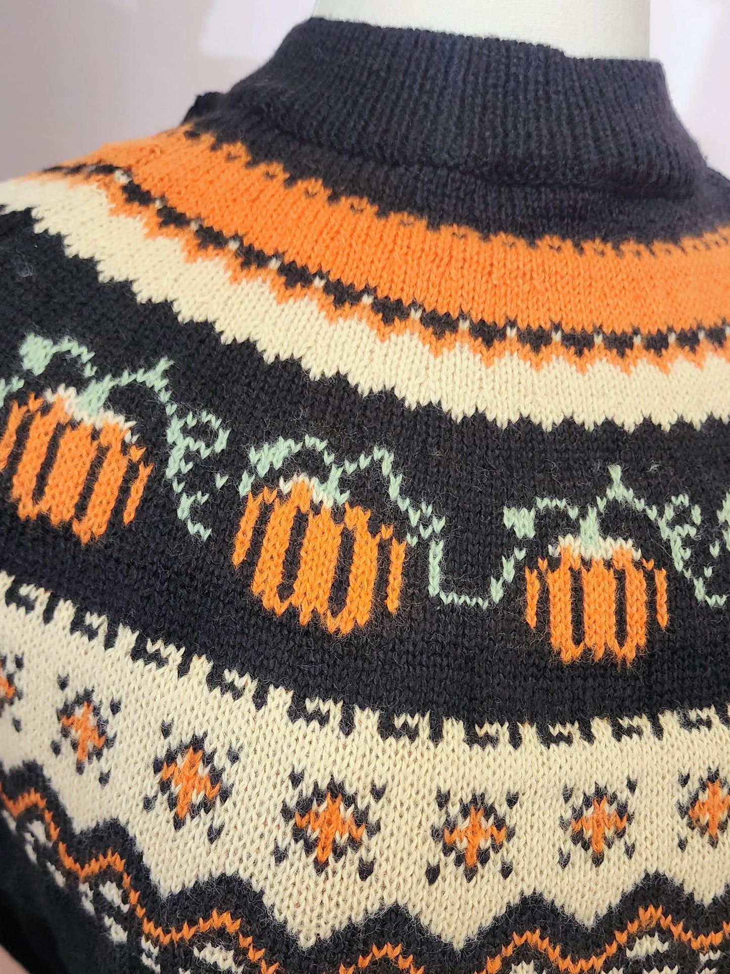 Pumpkin Pattern Knit Pullover Sweater