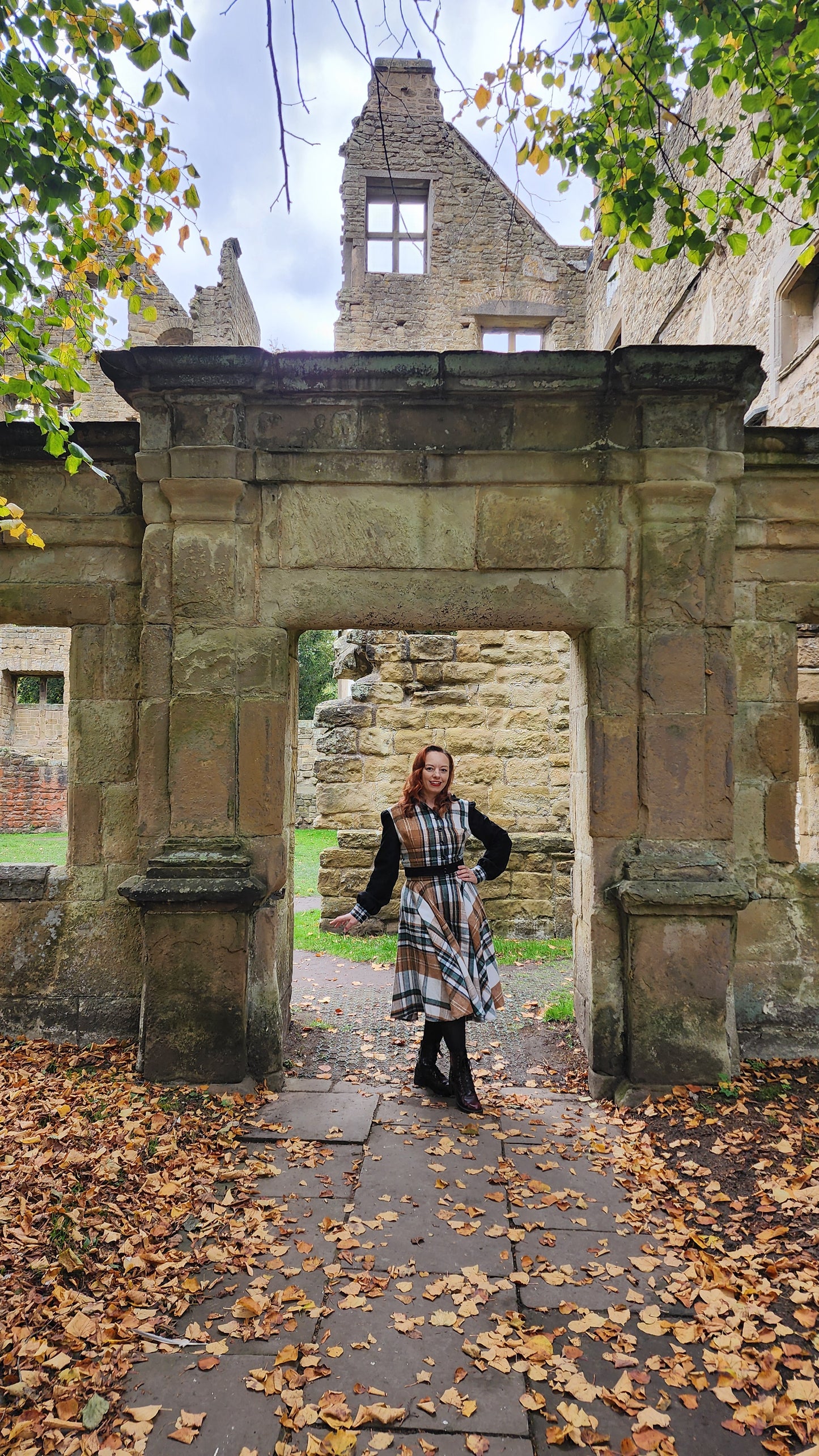 The Hardwick Plaid Flannel Circle Skirt & Wool-Sleeve Jacket Set by Hollyville