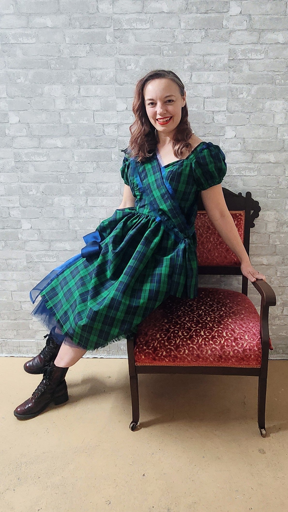 Highland Mid-Century Scottish Tartan Dress & Sash by Hollyville