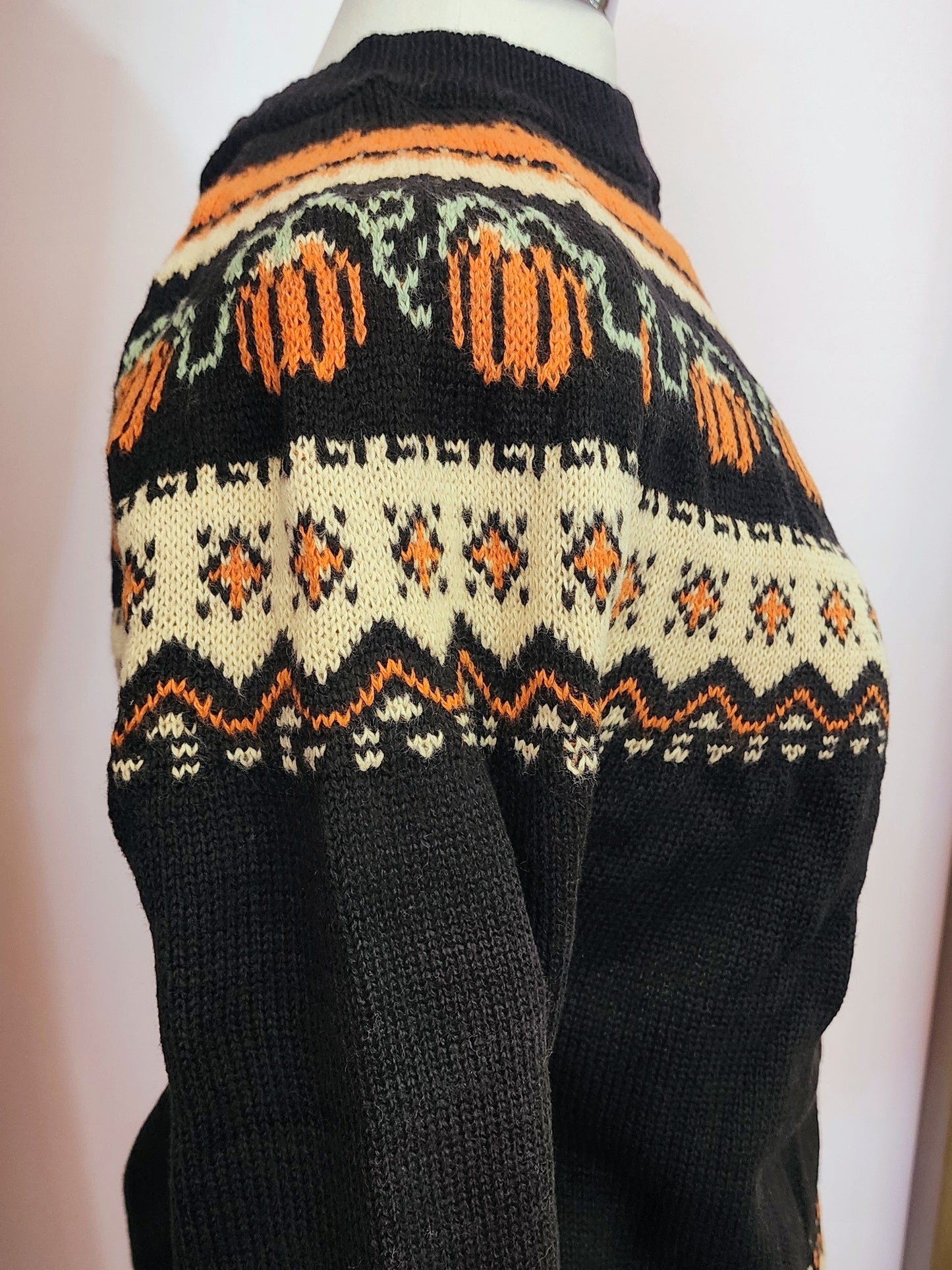 Pumpkin Pattern Knit Pullover Sweater