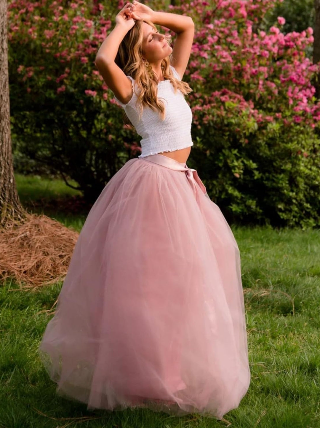 Dusty Rose Long Tulle Skirt