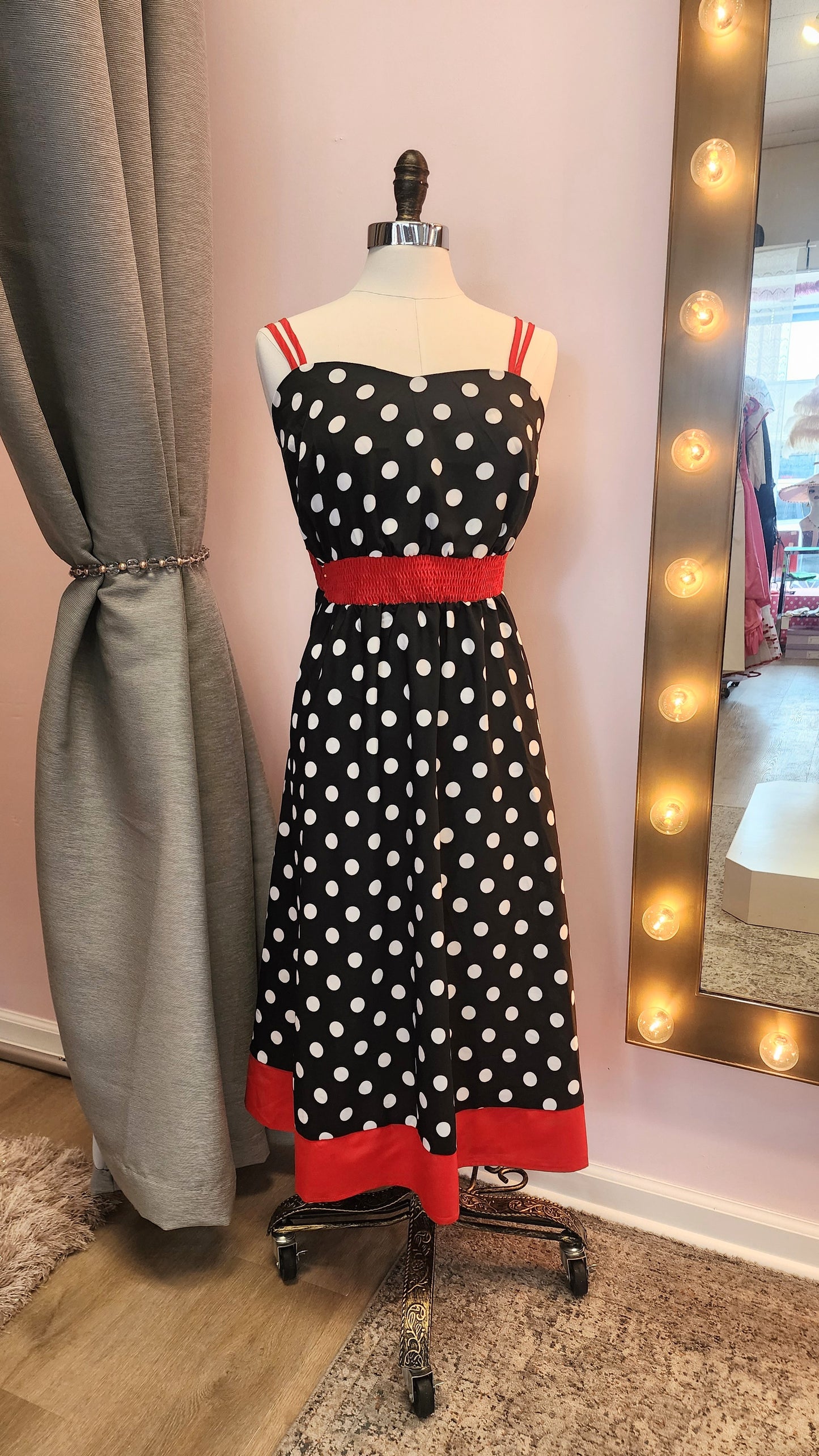 Black and White Polkadot Print Dress